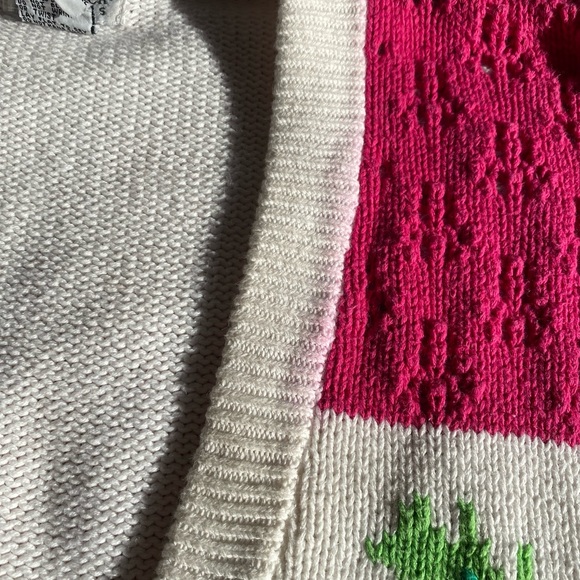 VTG 90s Colorful Crochet Tropical Motif Chunky Cotton Knit Sweater Vest - Large - Picture 9 of 10